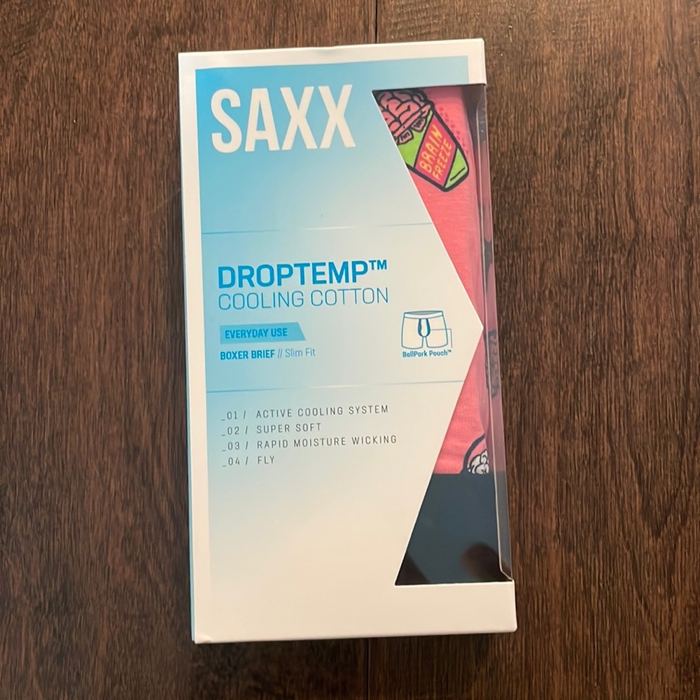 SOLD SAXX Volt DROPTEMP Cooling Cotton Boxer Brief w/ BallPark Pouch